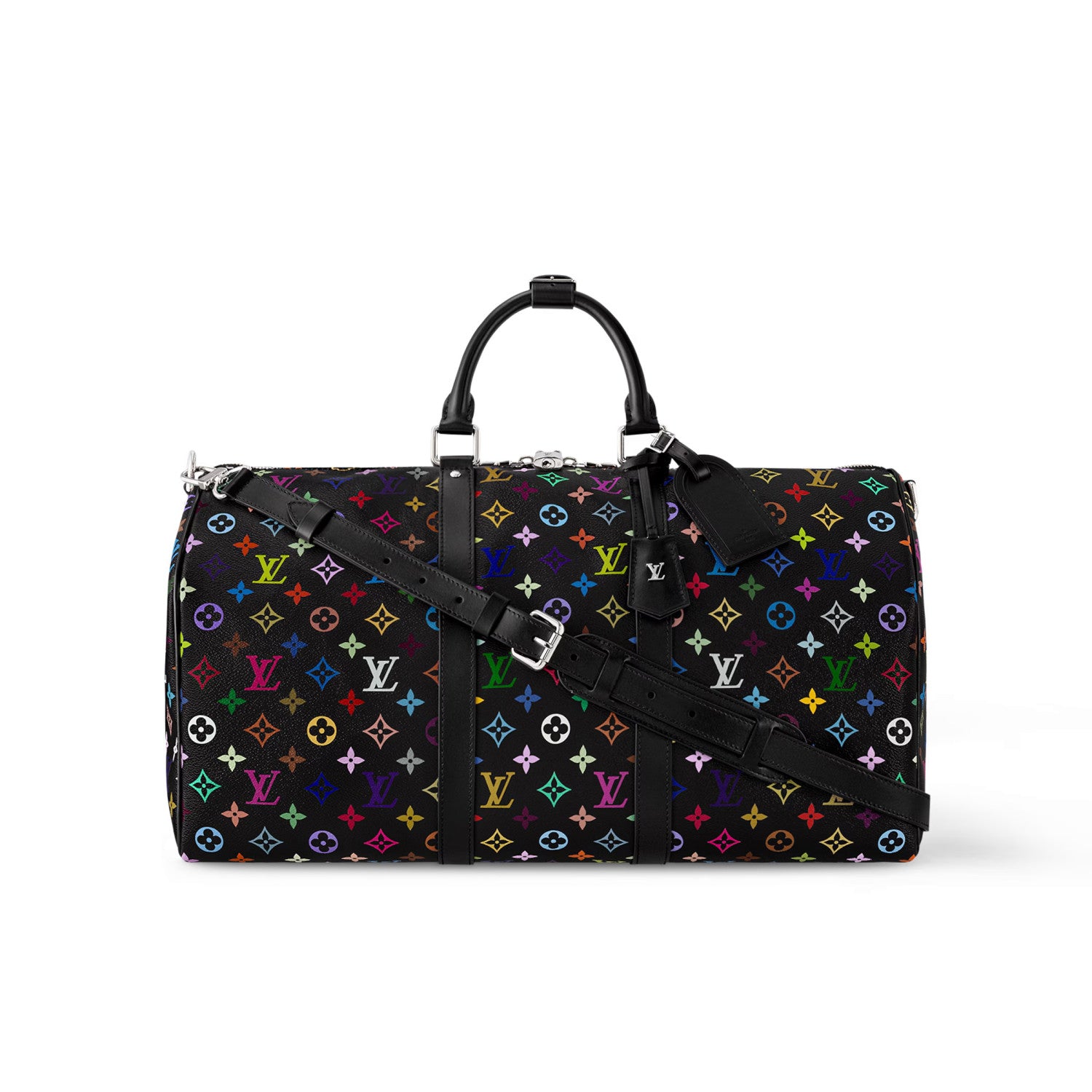 Louis Vuitton Keepall Bandoulière 50 Men's Letter Colourful Printing Solid Colour Detachable Adjustable Shoulder Strap Leather Shoulder Slant Tote Bag Bags #77922