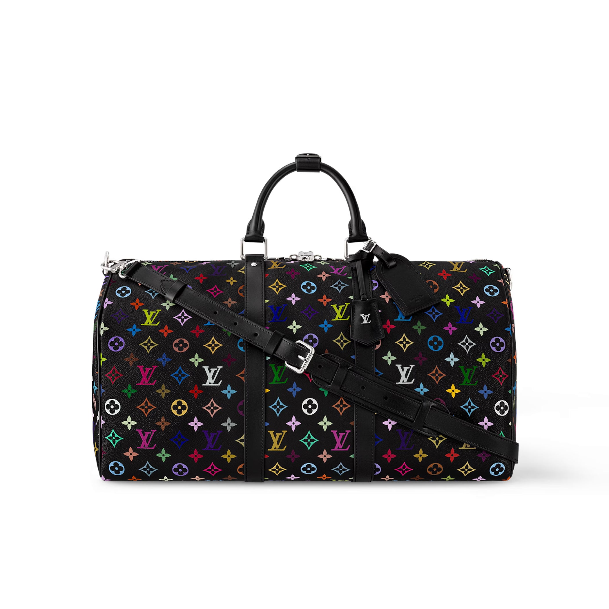 Louis Vuitton Keepall Bandoulière 50 Men's Letter Colourful Printing Solid Colour Detachable Adjustable Shoulder Strap Leather Shoulder Slant Tote Bag Bags #77922