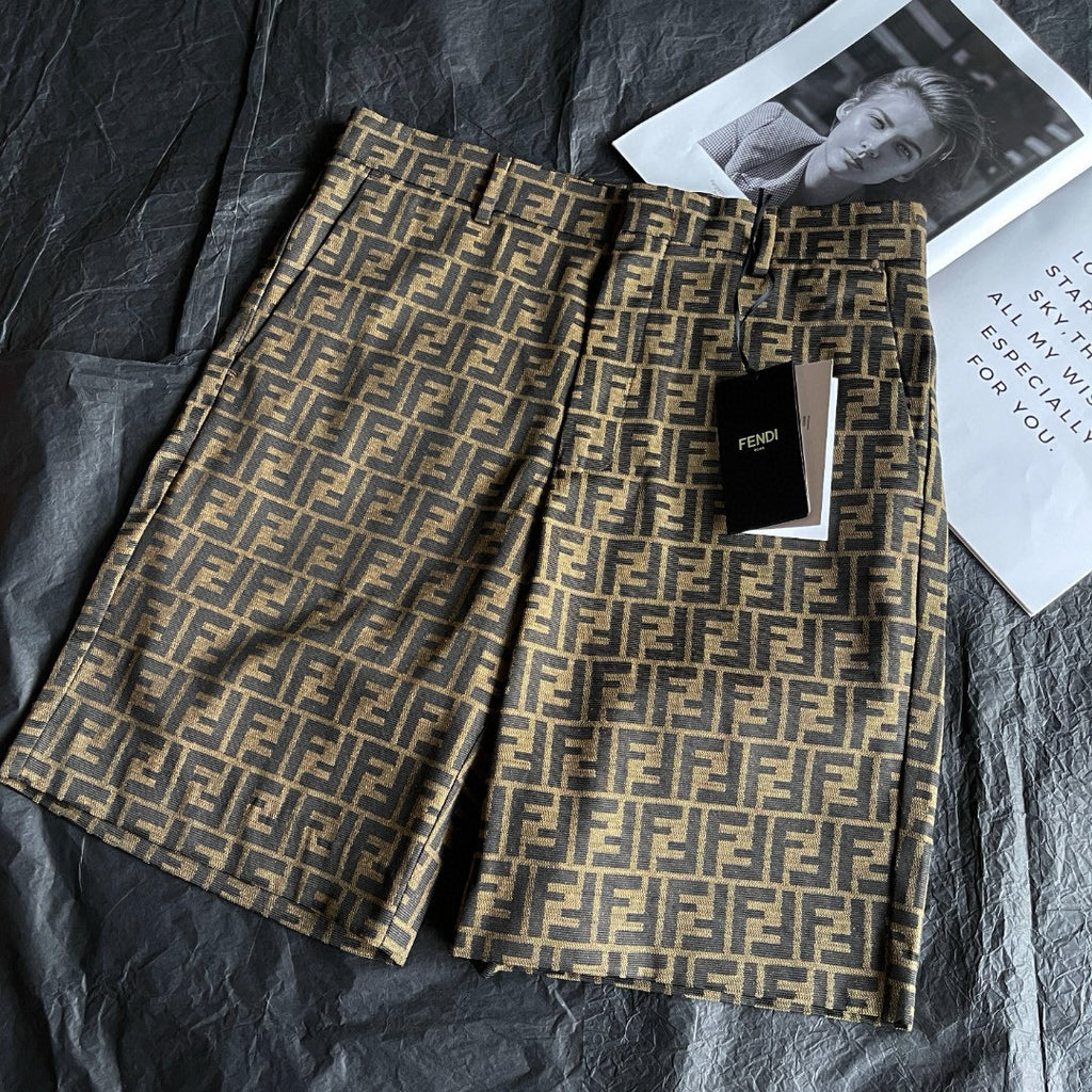 Fendi Men's Summer Solid Colour Letter Logo Print Bermuda Shorts Pants #99371