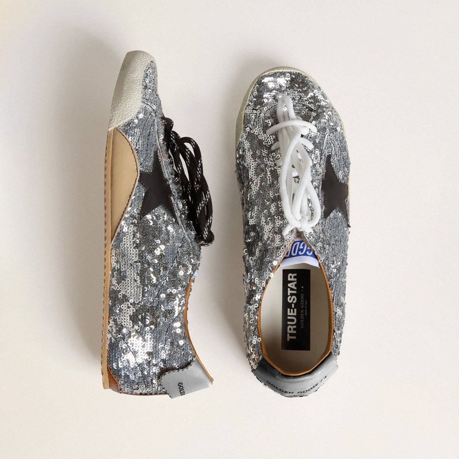 Golden Goose Women's Spring/summer Fashion Casual Round Toe Lace Up Leather Low Top Sequined Shoes Thin Sole Design Everyday Versatile Casual Shoes #78511