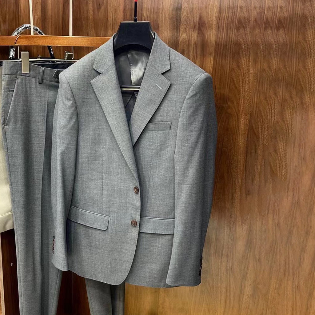 Loro Piana Men's Spring And Autumn Gentleman Bamboo Fiber Wool Suit Jacket Fashion Temperament Lapel Single-breasted Jacket Suit Pants Suit Set Ngvp #8887