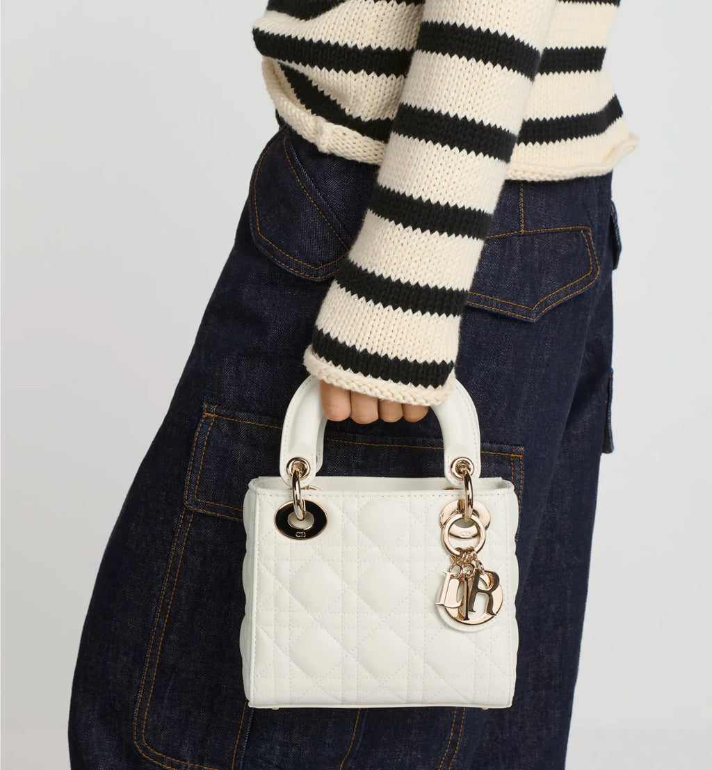 Dior Dior Lady Lambskin Cannage Quilted Metal Pendant Mini Bag #333088