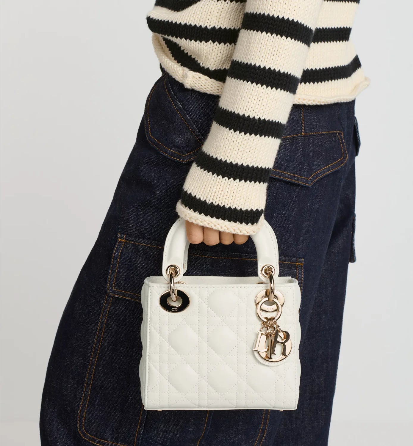 Dior Dior Lady Lambskin Cannage Quilted Metal Pendant Mini Bag #333088