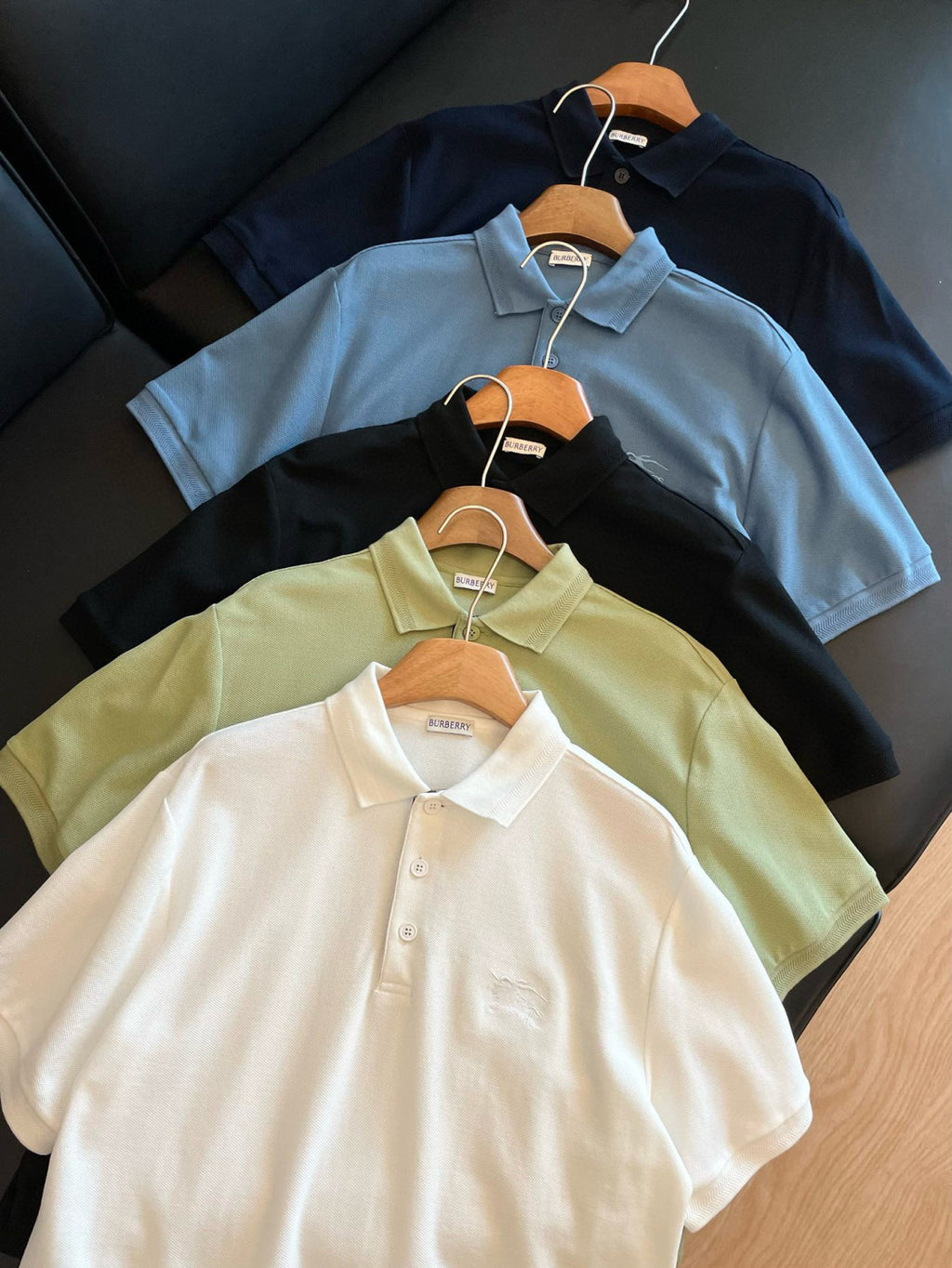 Burberry Men's Summer Solid Color Embroidered Knight Pattern Polo Neck Short Sleeve T-Shirt #76185