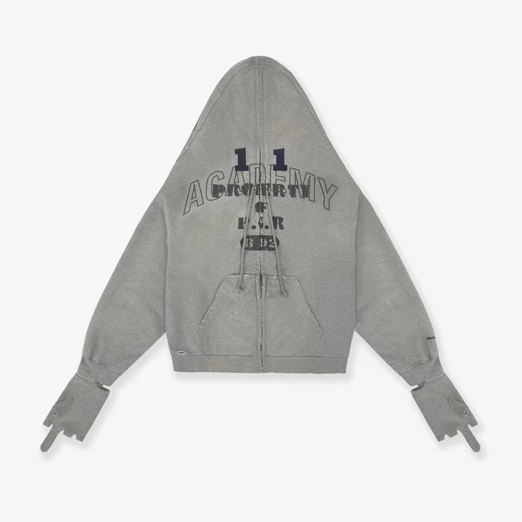 GRAILZ Men's Spring And Autumn 2-in-1 Gloves with Shoulder Zipper Letter Print Hoodie Sweatshirt Long Sleeve Jacket Ngvp #1858