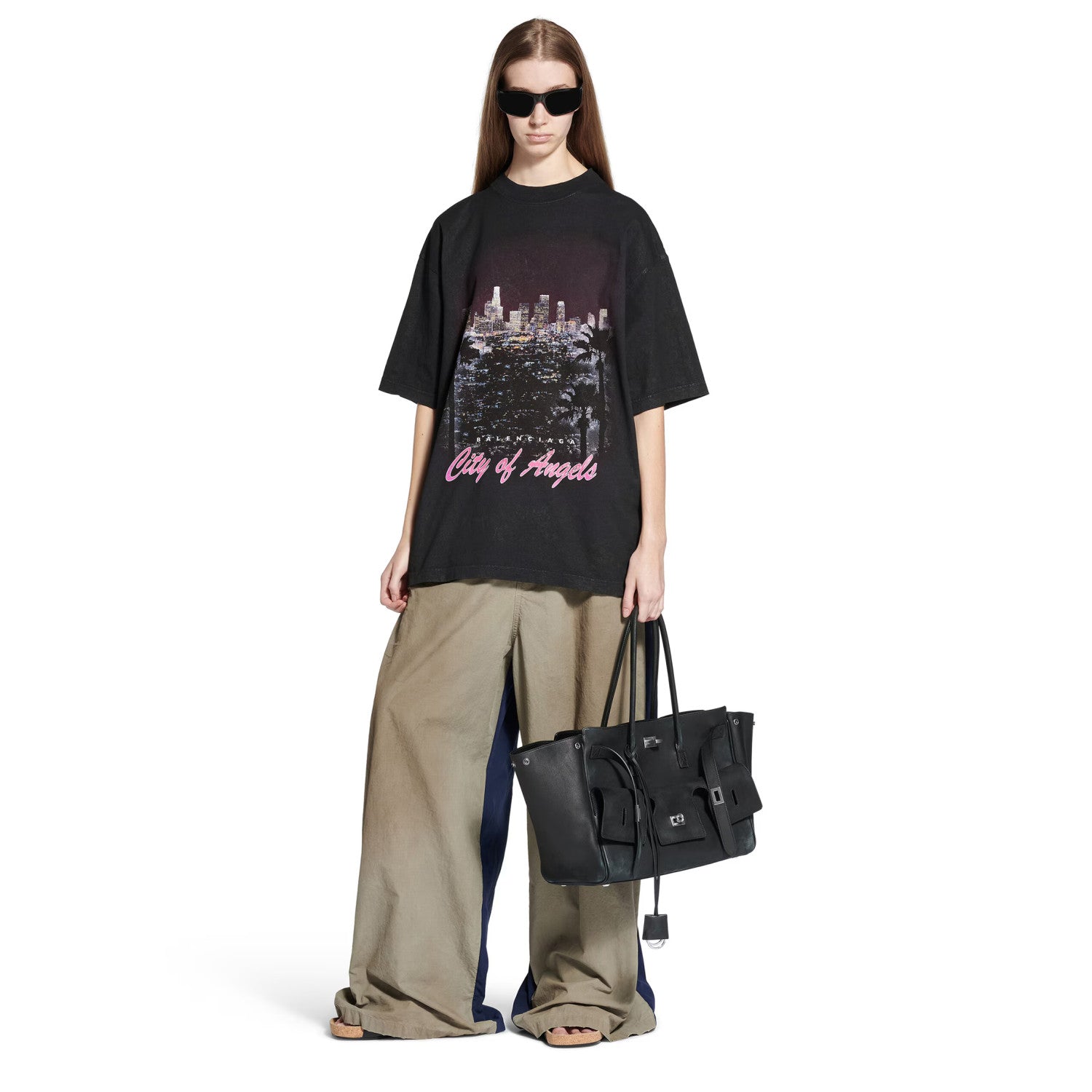 Balenciaga City Of Angels T-shirt Medium Fit In Dirty White Men's Spring And Summer High Street Trend Round Neck Short Sleeve Straight T-shirt Ngvp #1875