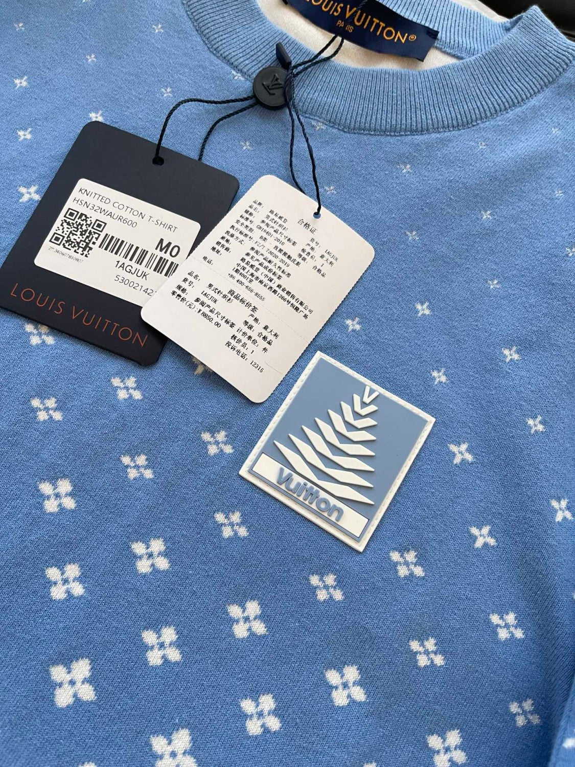Louis Vuitton Men's Summer Cotton Knit Full Print Round Neck Pullover Solid Color Short Sleeved T-Shirt #71812