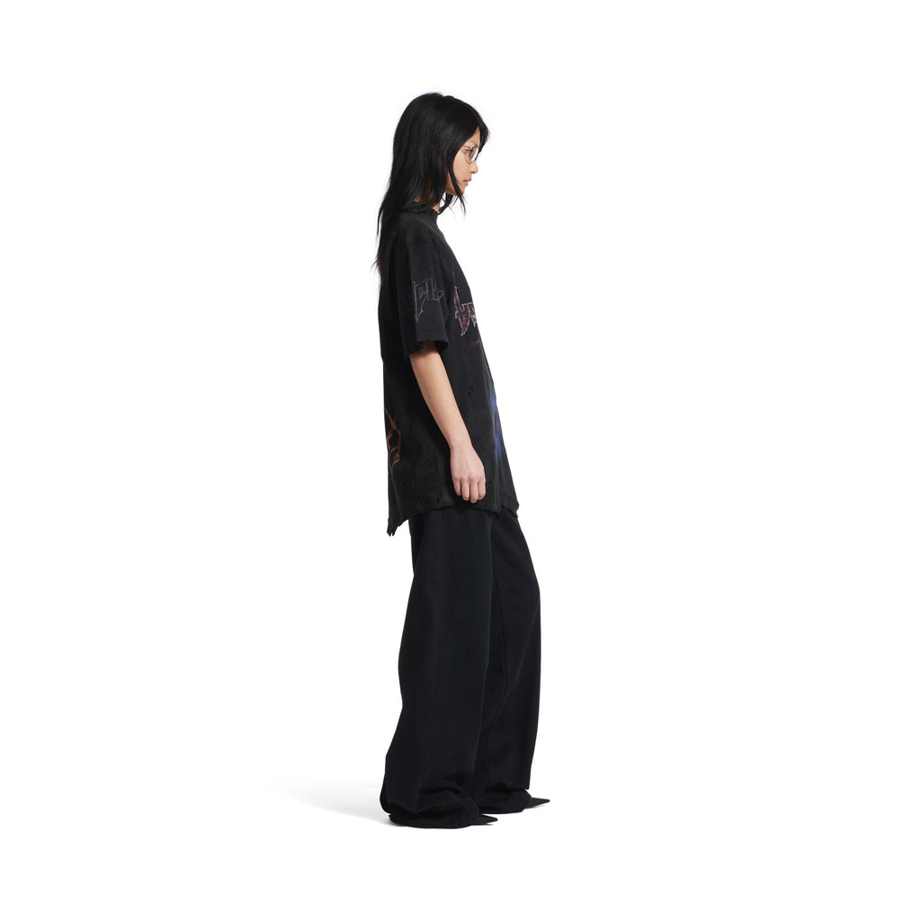 Balenciaga Men's And Women's Round Neck Destroyed Oversized Summer Solid Color Cotton Short Sleeve Paris Moon Upside Down T-Shirt Ngvp #2136