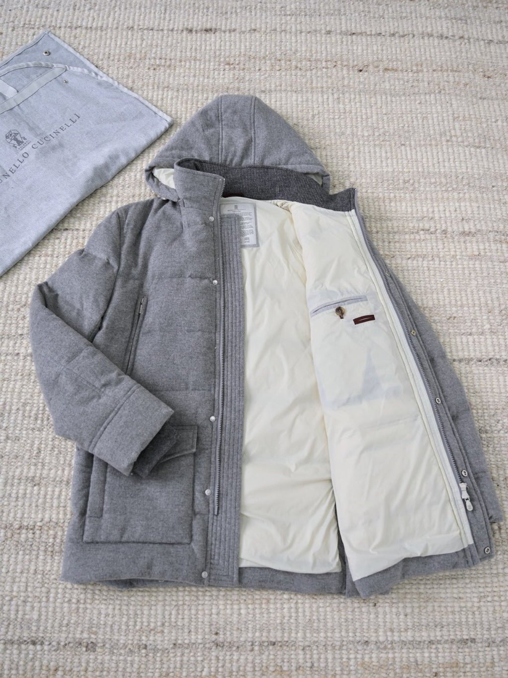 Brunello Cucinelli Wool Down Jacket For Man In Indigo #333203