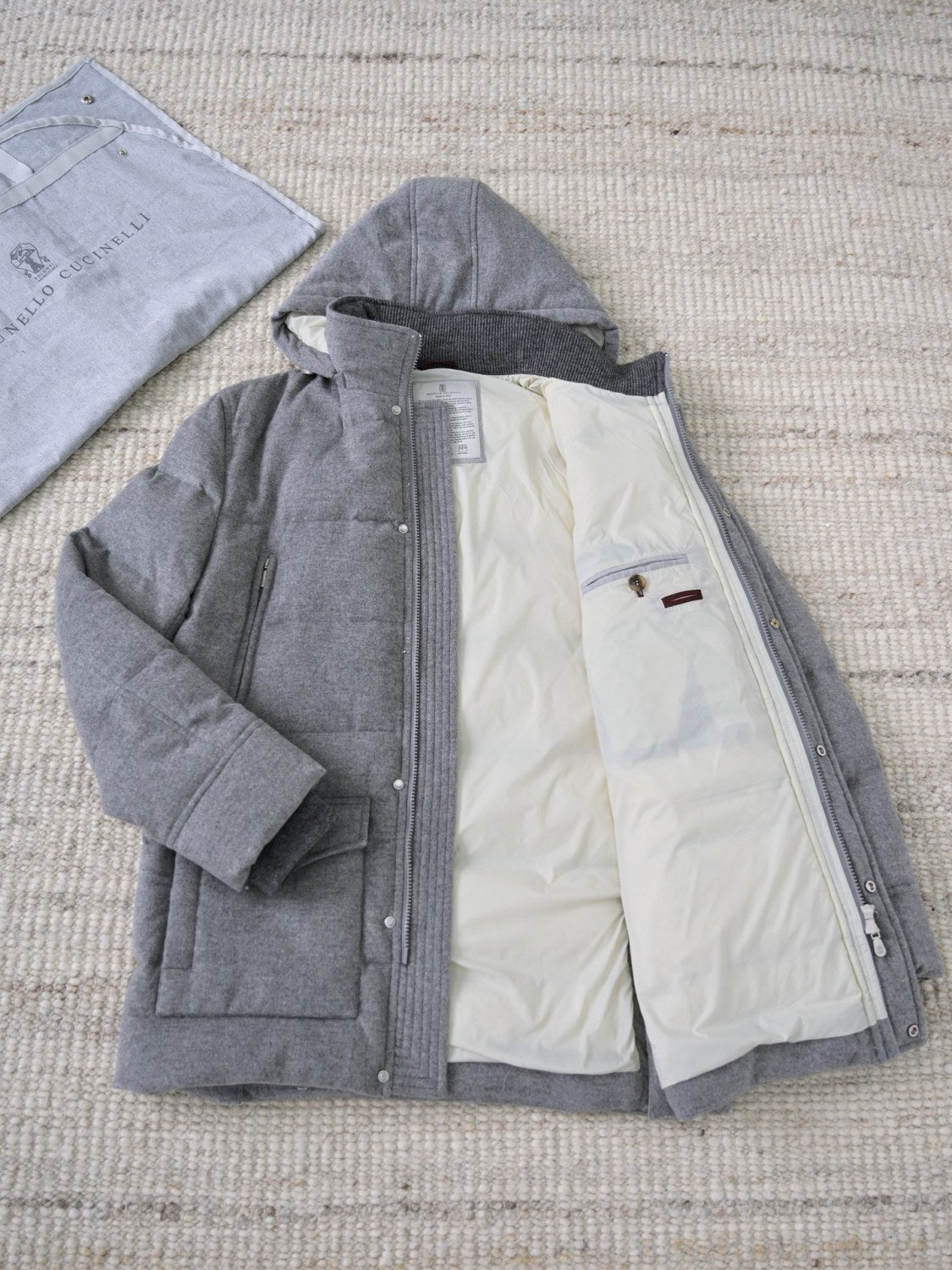 Brunello Cucinelli Wool Down Jacket For Man In Indigo #333203