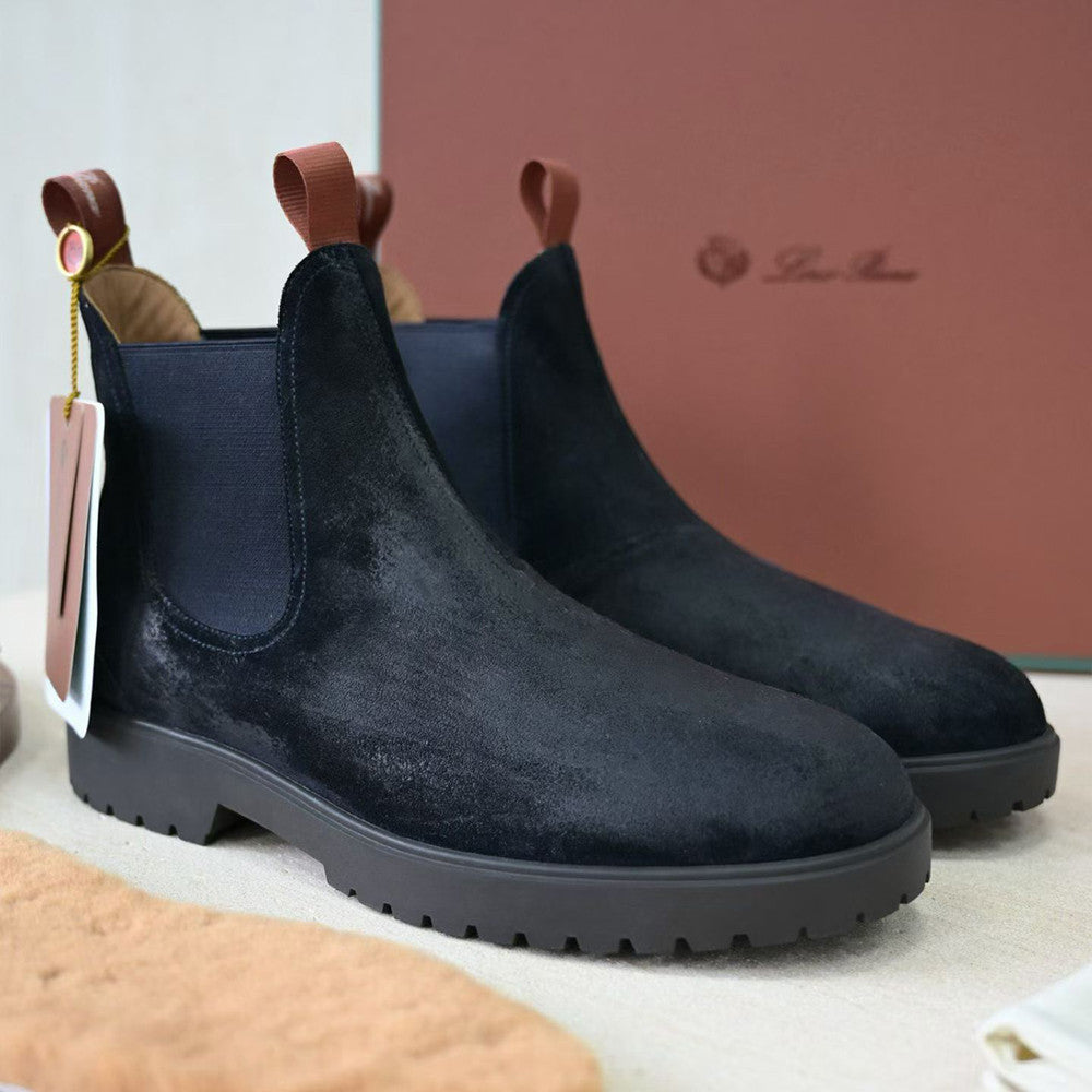 Loro Piana Men's Dover Walk Men's Chelsea Boots Winter shoes Low Cut Round Toe Martin Boot #332379