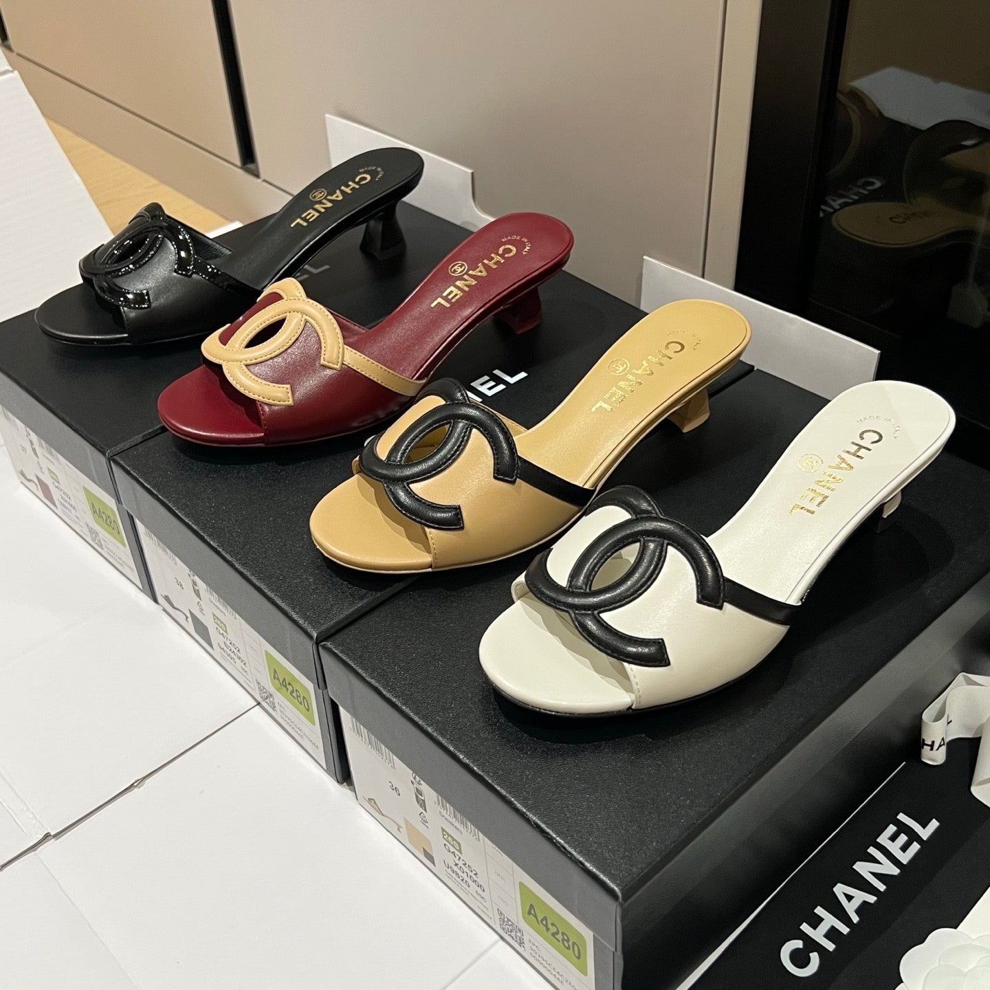 Chanel CC Kitten Heel Sandals #382676