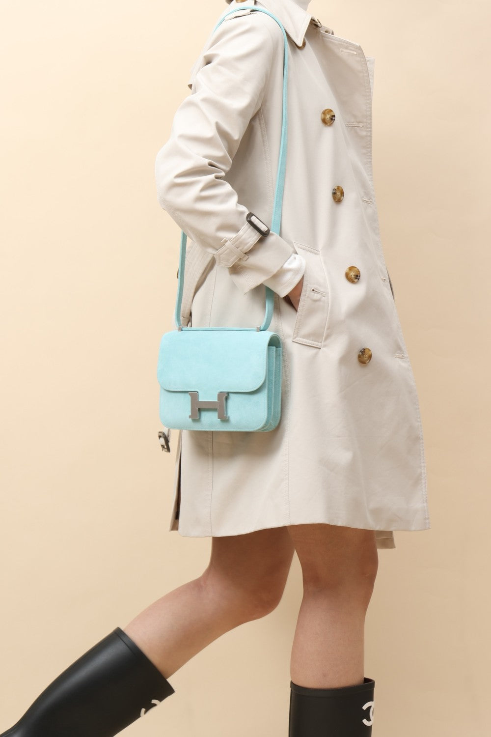 Hermès Suede Backpack Crossbody Bag #381136