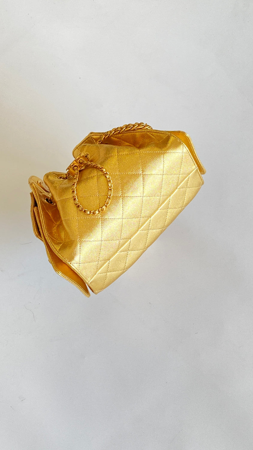 Chanel 25 Mini handbag Metallic Grained Calfskin #333968