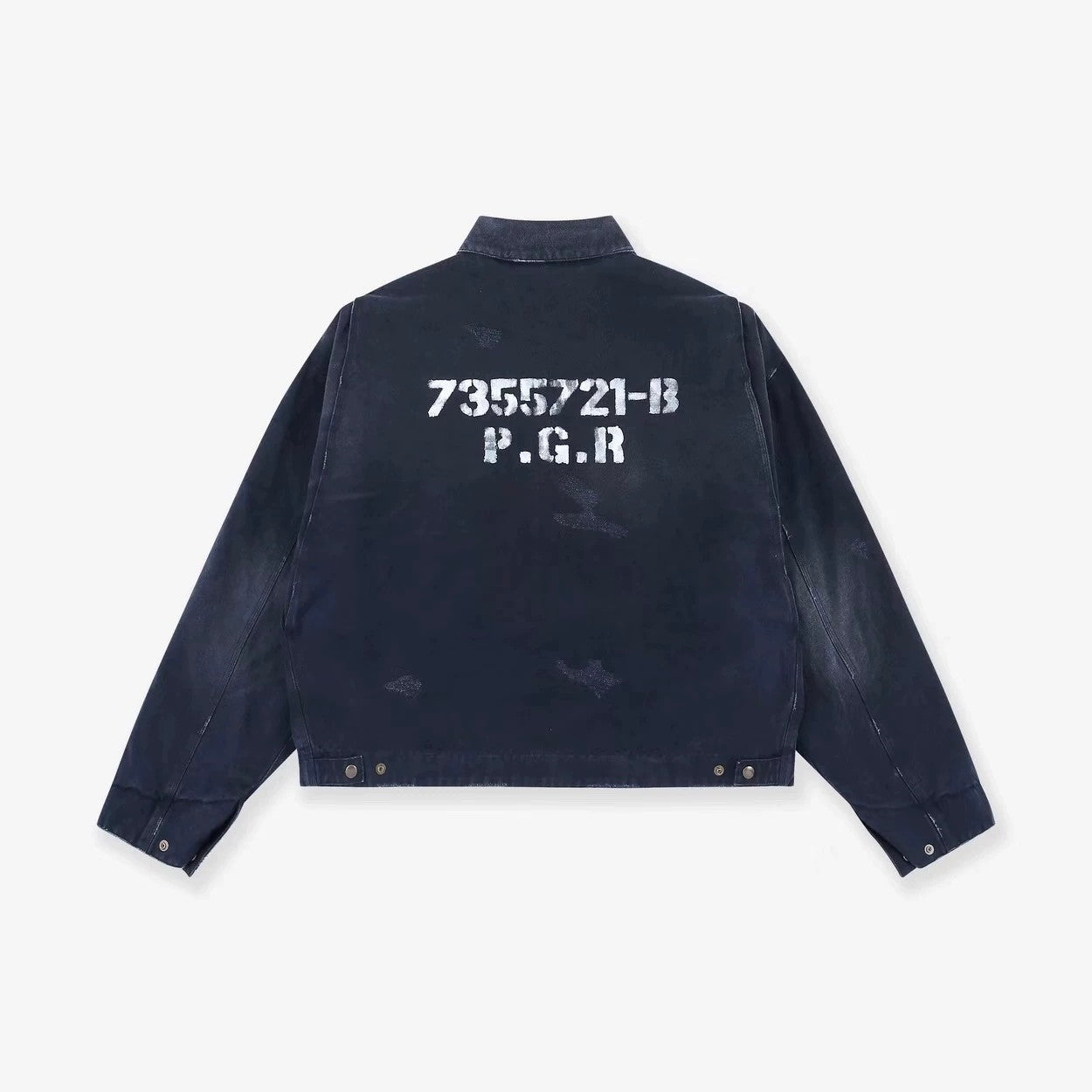 GRAILZ Project G/R Men's Autumn/winter Zip-up Jacket Washed Gradient Distressed Finish Flap Collar Fashion Casual Jacket Ngvp #2615