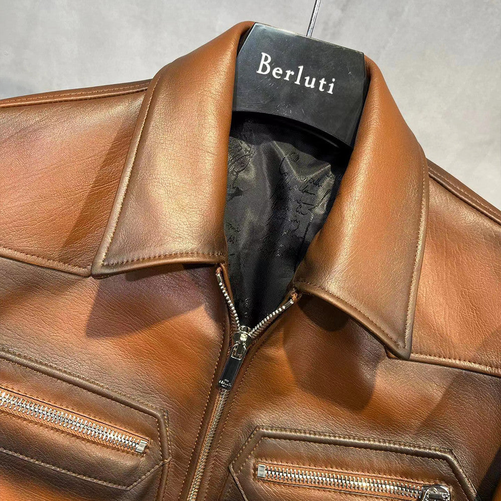 Berluti Long Sleeve Leather Jacket Ngvp #6375