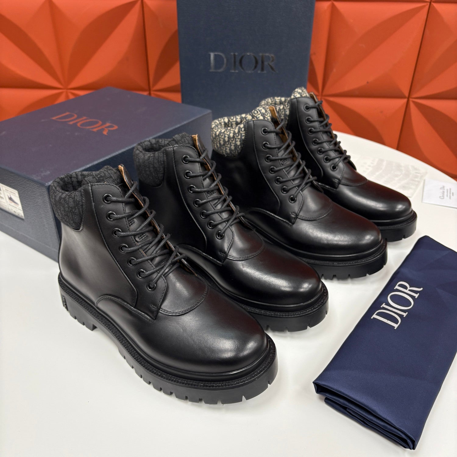 DIOR Dior Explorer III Ankle Boot Black Smooth Calfskin and Black Dior Oblique Jacquard #336112