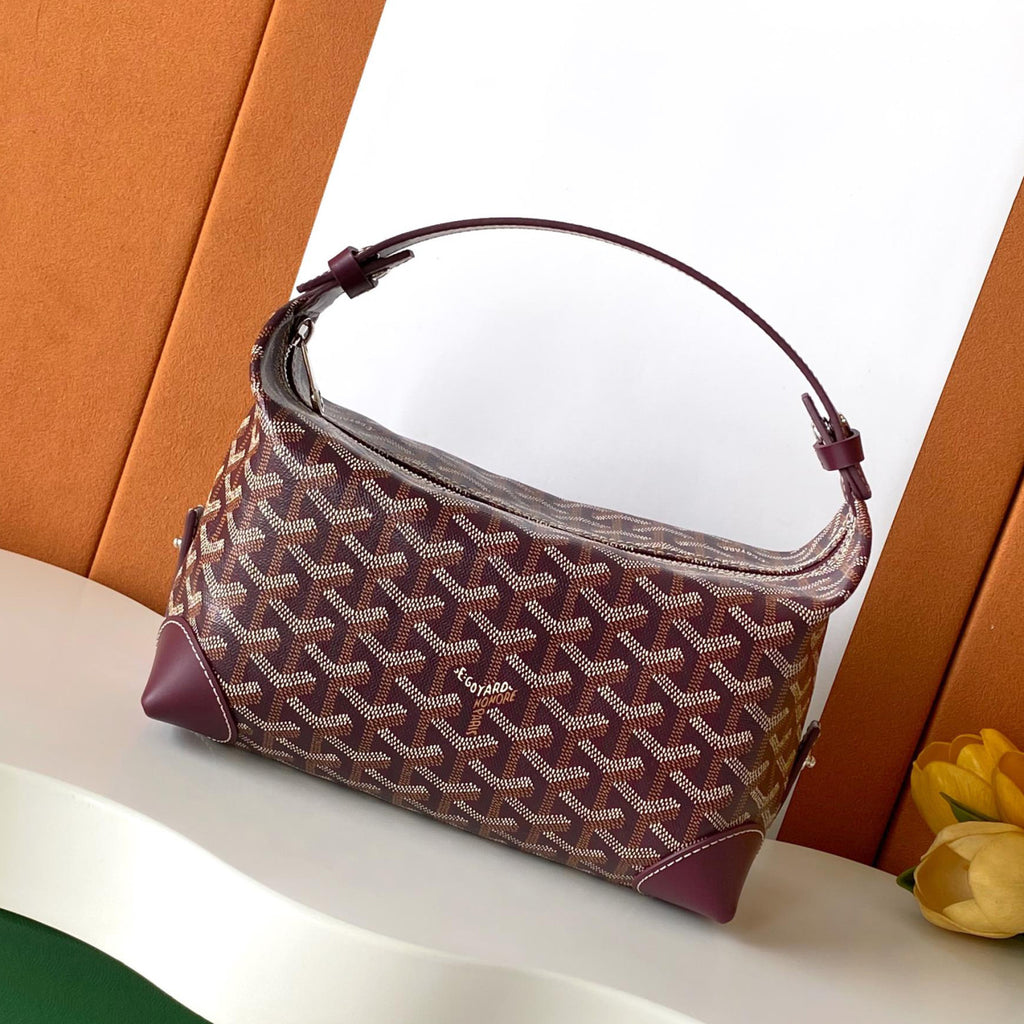 GOYARD Men's and Women's Solid Color Printed Zipper Leather Handbag Storage Bag Bags #77775