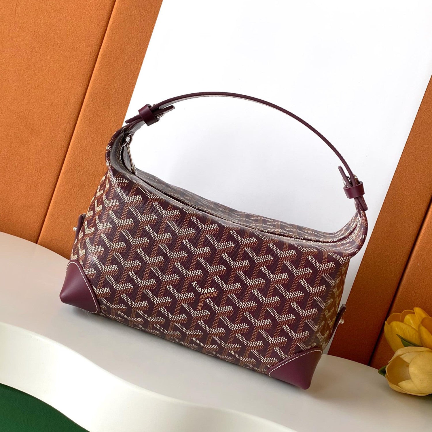 GOYARD Men's and Women's Solid Color Printed Zipper Leather Handbag Storage Bag Bags #77775