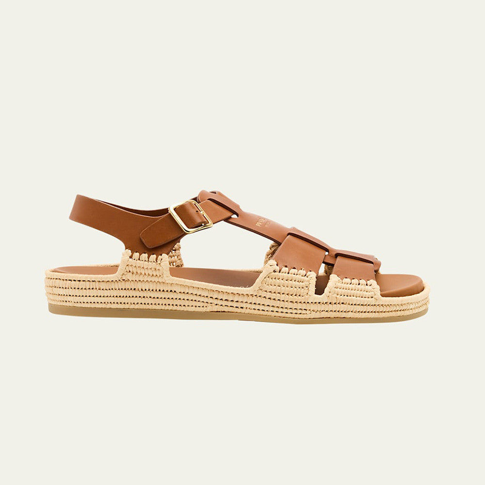 Prada Leather Fisherman Espadrille Sandals #380312