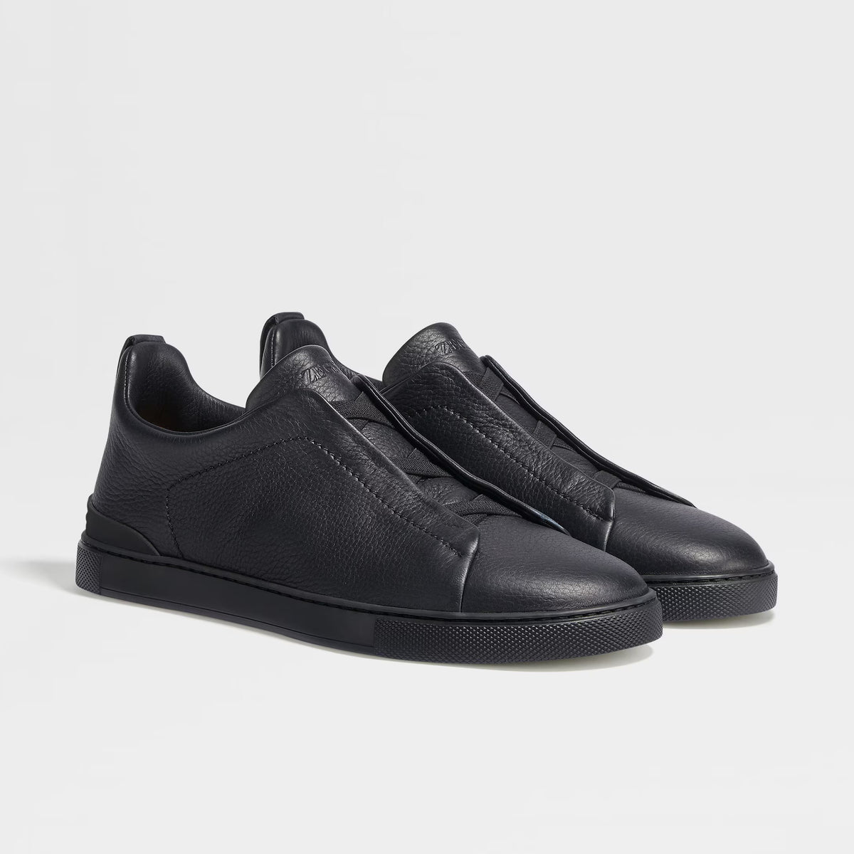 Ermenegildo Zegna Men's Solid Color Leather Fabric Simple Flat Casual Shoes #77176