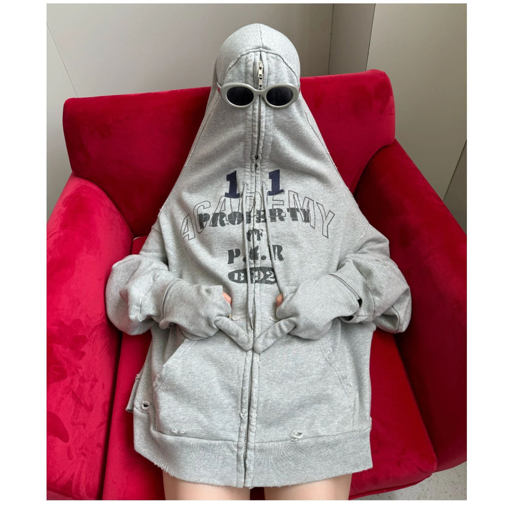 GRAILZ Men's Spring And Autumn 2-in-1 Gloves with Shoulder Zipper Letter Print Hoodie Sweatshirt Long Sleeve Jacket Ngvp #1858