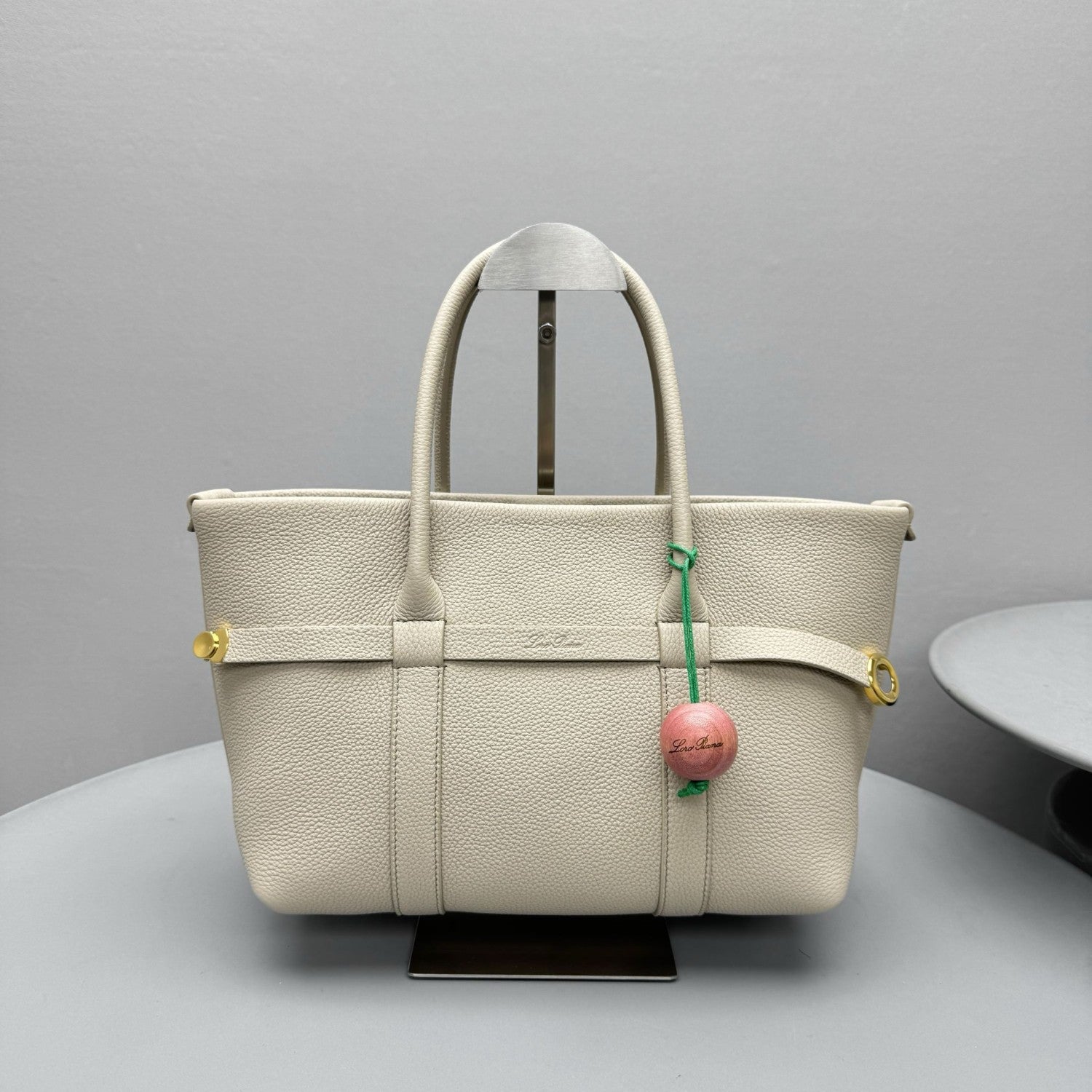 Loro Piana Ghiera Shopper Women's Classic Fashion Solid Color Ring Buckle Leather Tote Bag Bags #78198