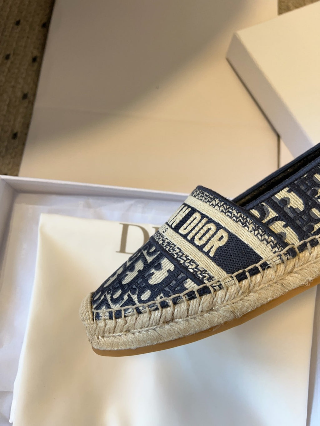 Dior Granville Women's Alphabet Printed Comfortable Knitted Straw Shoes Casual Single Shoes #76298