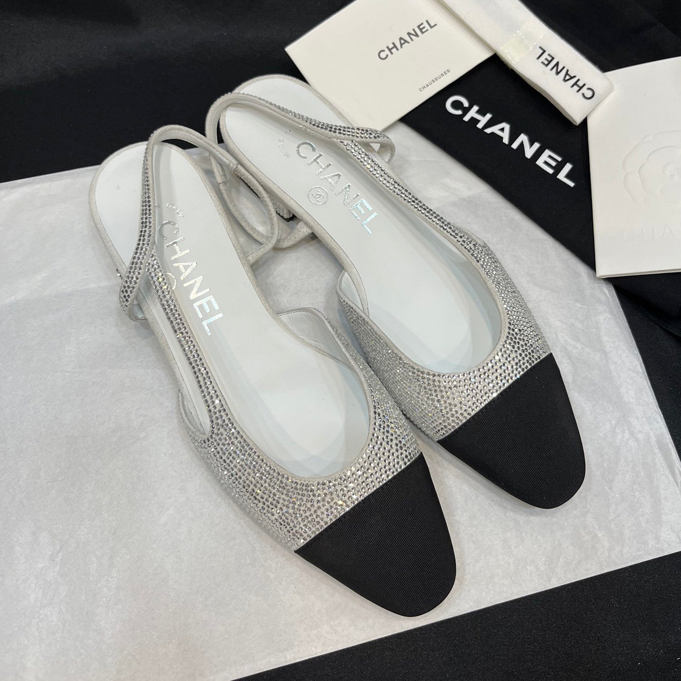 Chanel Women's Spring Summer Solid Colour Leather Round Toe Ballet Sandal Shoes #77255