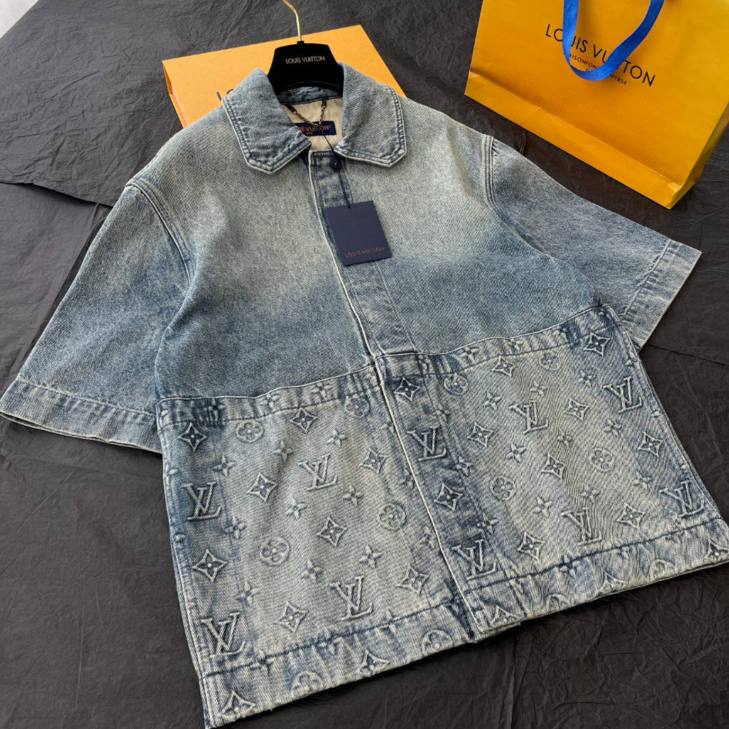 Louis Vuitton Short Sleeved Denim Jacket Denim Shorts Set Suit #94367
