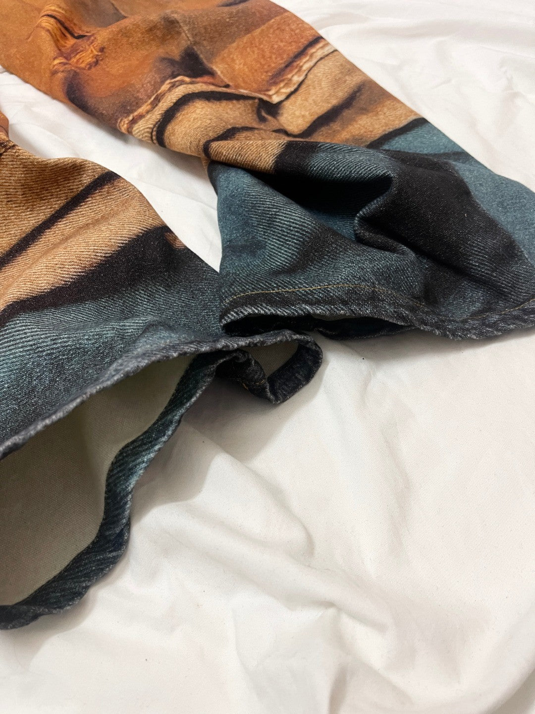 Ngvp Men's Four Seasons 3D Printed Low Rise Solid Color Loose Jeans Autonomous Label-Free Casual Pants #9923