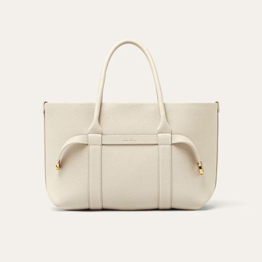 Loro Piana Ghiera Shopper Women's Classic Fashion Solid Color Ring Buckle Leather Tote Bag Bags #78198