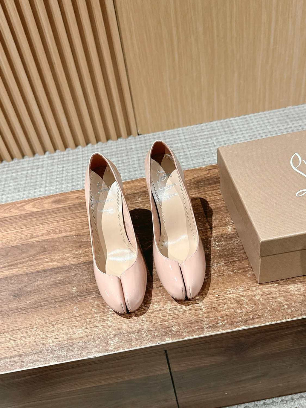 Christian Louboutin X Maison Margiela Women's Spring And Summer Split-toe High Heels Temperament Luxury Red Bottom Within The High Leather Single Shoes Ngvp #1599
