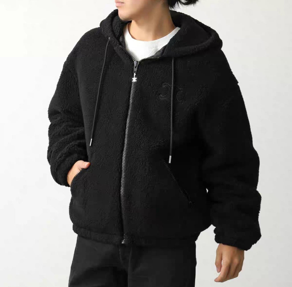 Celine Hooded Jacket in Wool and Cotton Fleece #333474