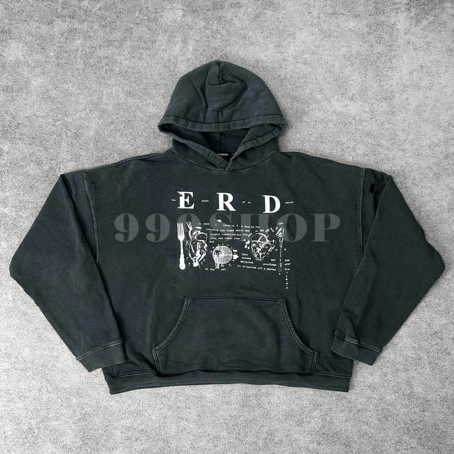 Enfants Riches Deprimes  My Role in the Histort of  War  Washed Distressed Hooded Sweatshirt #333687