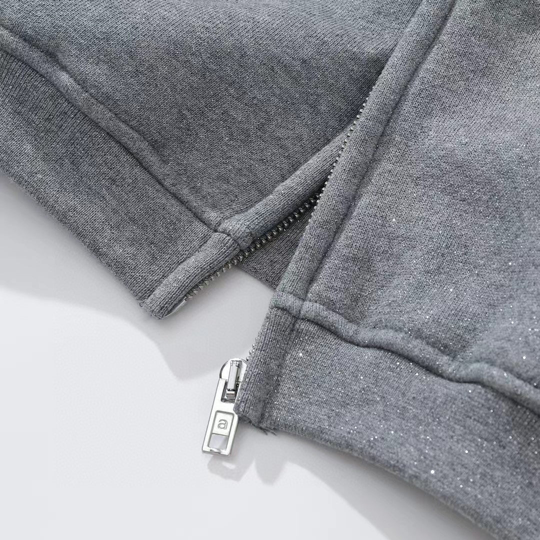 Alexander Wang Gray Zippered Loose Hooded Sweatshirt Ngvp #6687