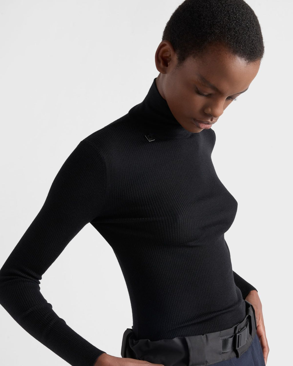 Prada Men's and Women's Solid Color Turtleneck Slim-cut Wool Sweater #333520