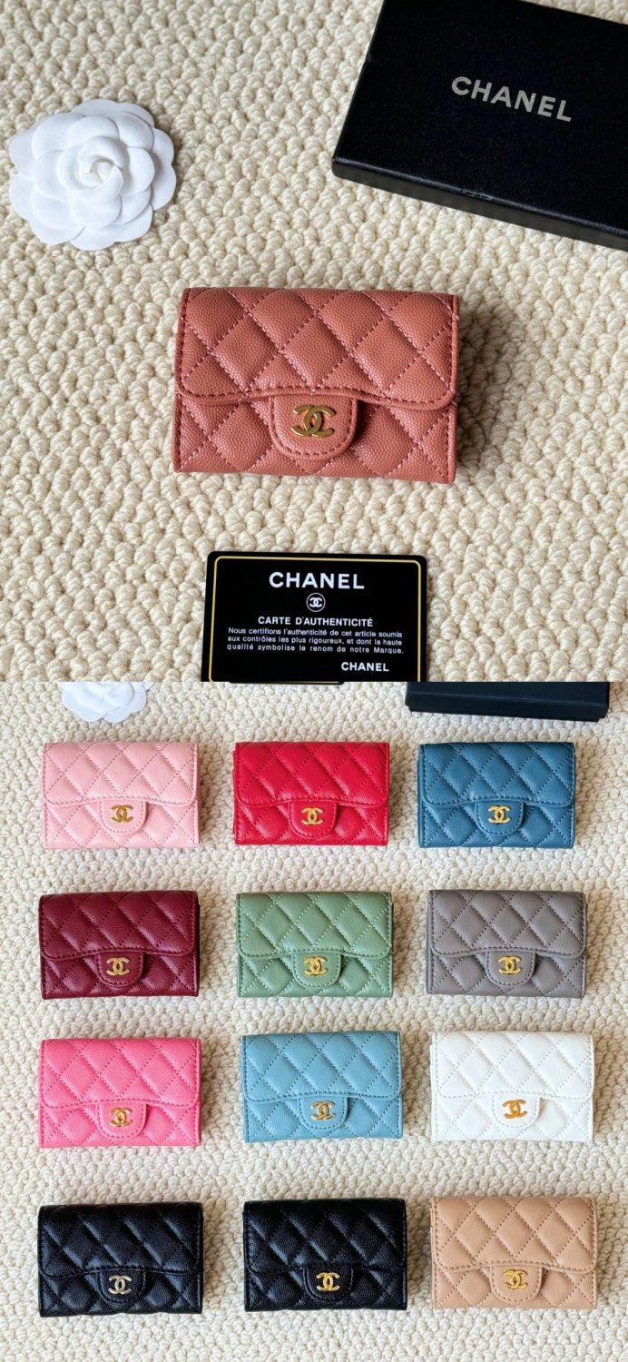 Chanel Classic Card Holder New Black Cf Caviar Calfskin Flap Card Holder With Gold Buckle Ap0214  Bag Bags #196876