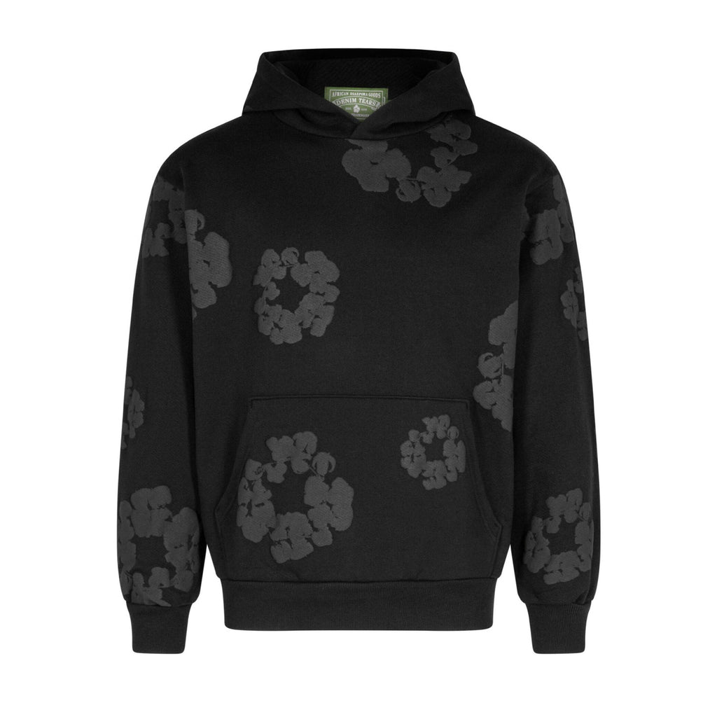Denim Tears Men's Women's Spring & Autumn Floral Print Pocket Long Sleeve Solid Color Fit Cotton Hooded Sweatshirt Ngvp #8853