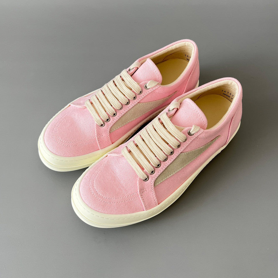 Rick Owens DRKSHDW Men's And Women's Spring/Summer Fashion Casual Round Toe Lace Up Low Top Twill Canvas Shoes #78281
