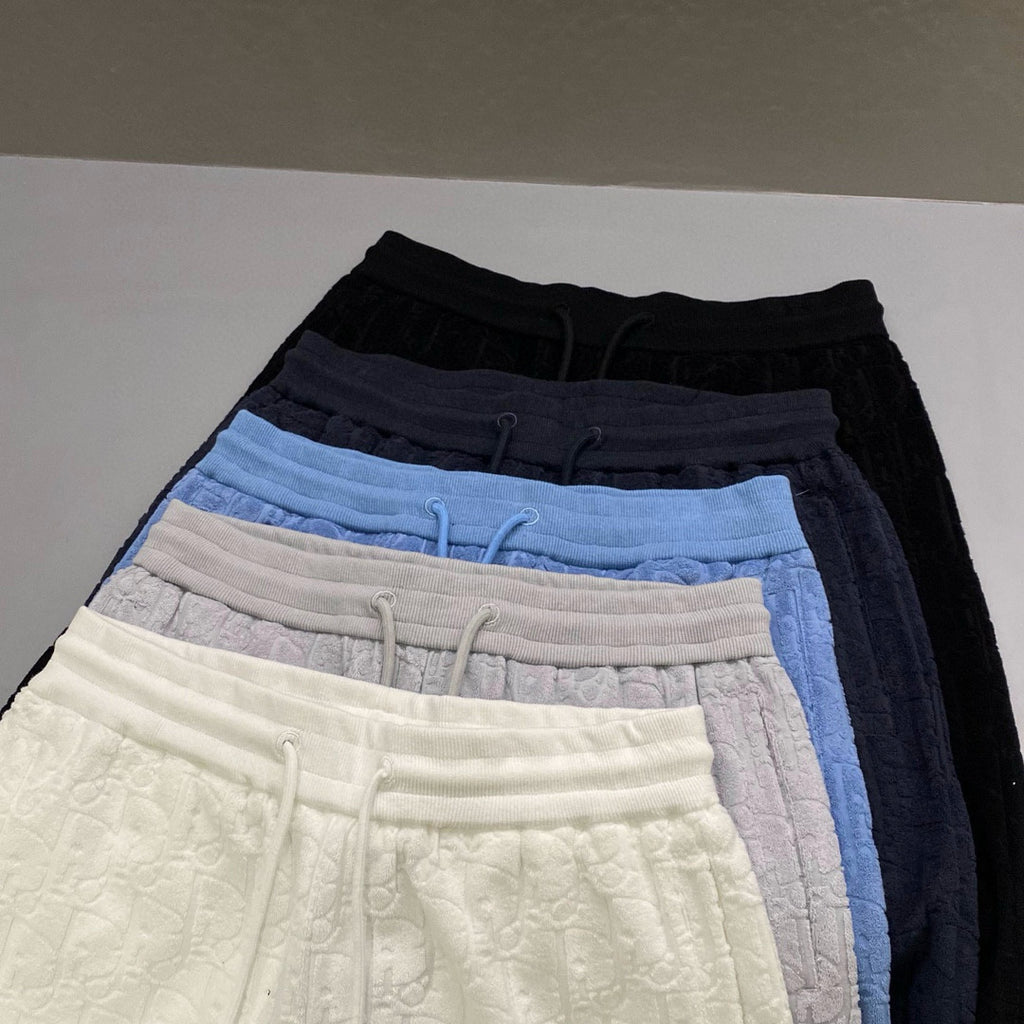 Dior Men's Summer Monogrammed Jacquard Solid Color Lace-Up Shorts Pants #98871