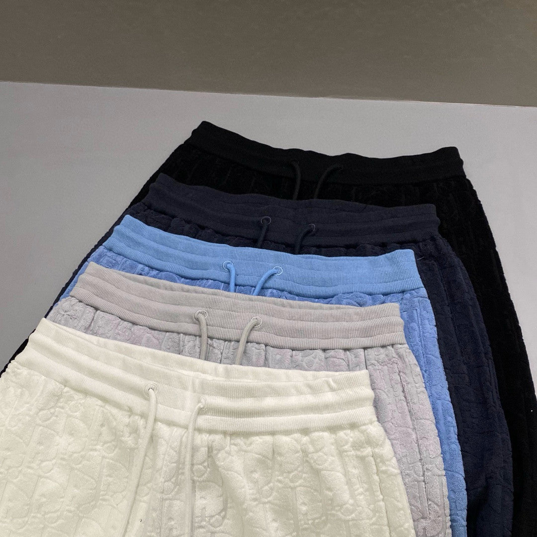 Dior Men's Summer Monogrammed Jacquard Solid Color Lace-Up Shorts Pants #98871
