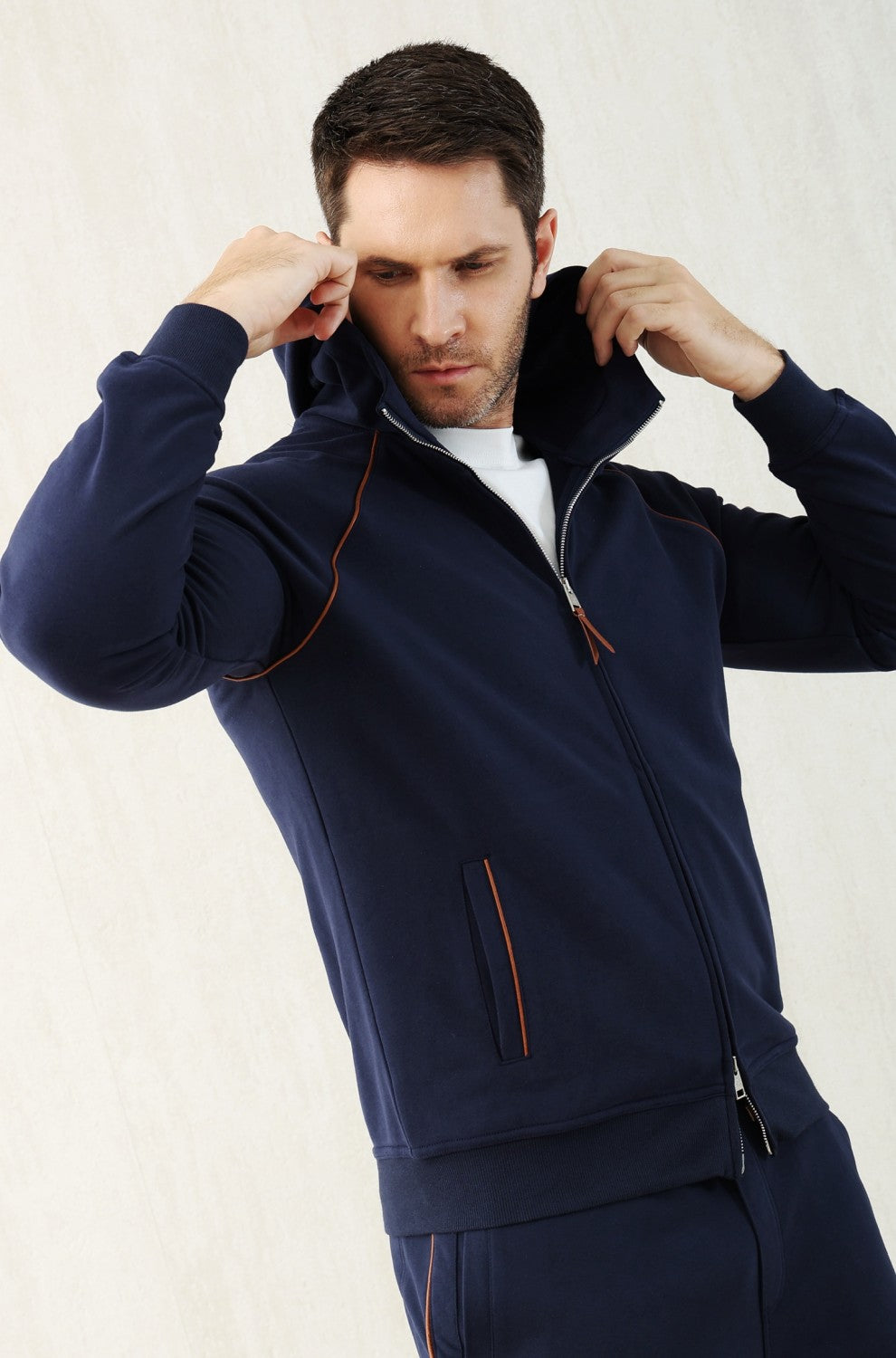 Brunello Cucinelli Men's Techno Cotton French Terry Hooded Long Sleeve Casual Athletic Sweatshirt Solid Color Zipper Spring Jacket Ngvp #1675
