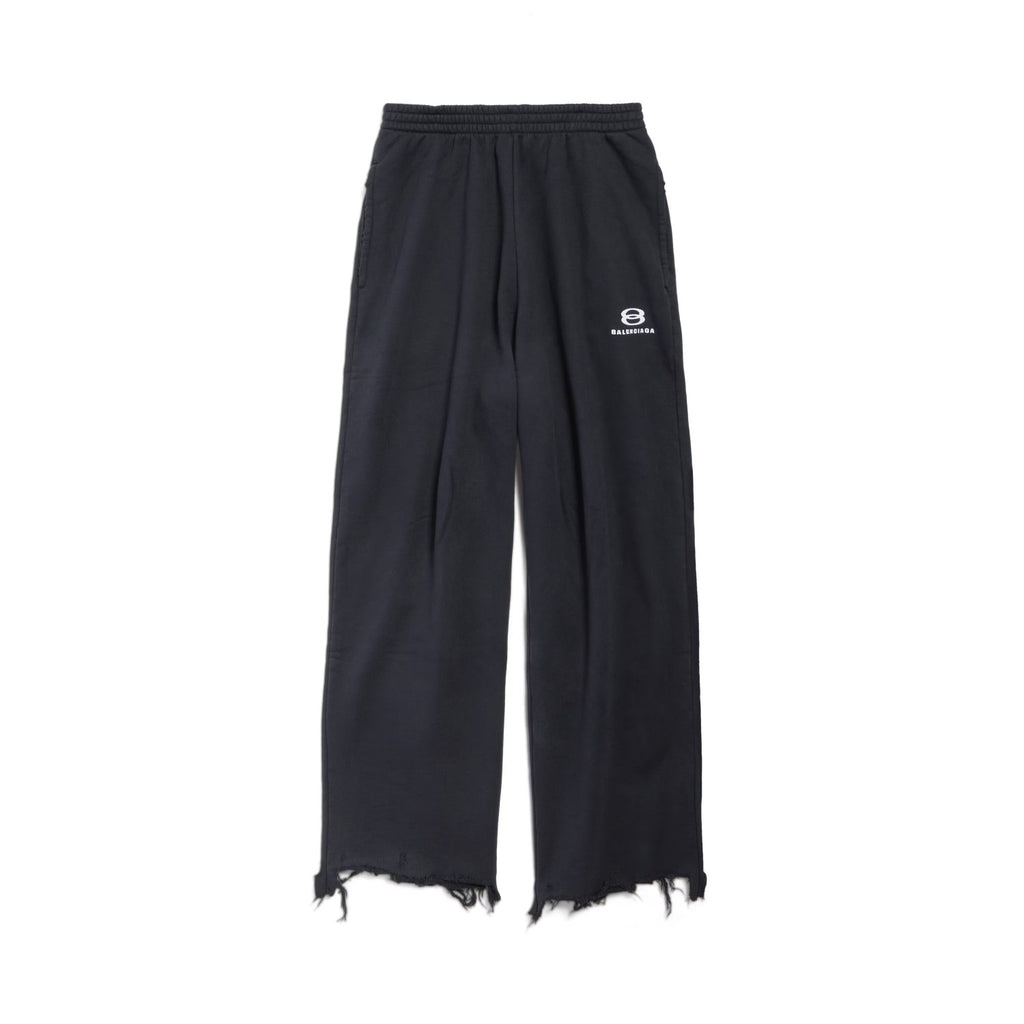 Balenciaga Men's Women's Four Seasons Solid Color Cotton UNITY Sports Iconic Cropped Sweatpants Loose Straight Raw Edge Casual Pant #71415