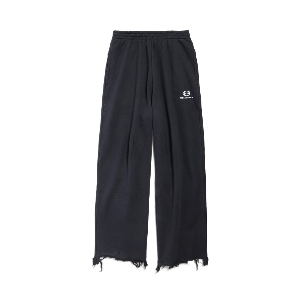 Balenciaga Men's Women's Four Seasons Solid Color Cotton UNITY Sports Iconic Cropped Sweatpants Loose Straight Raw Edge Casual Pant #71415
