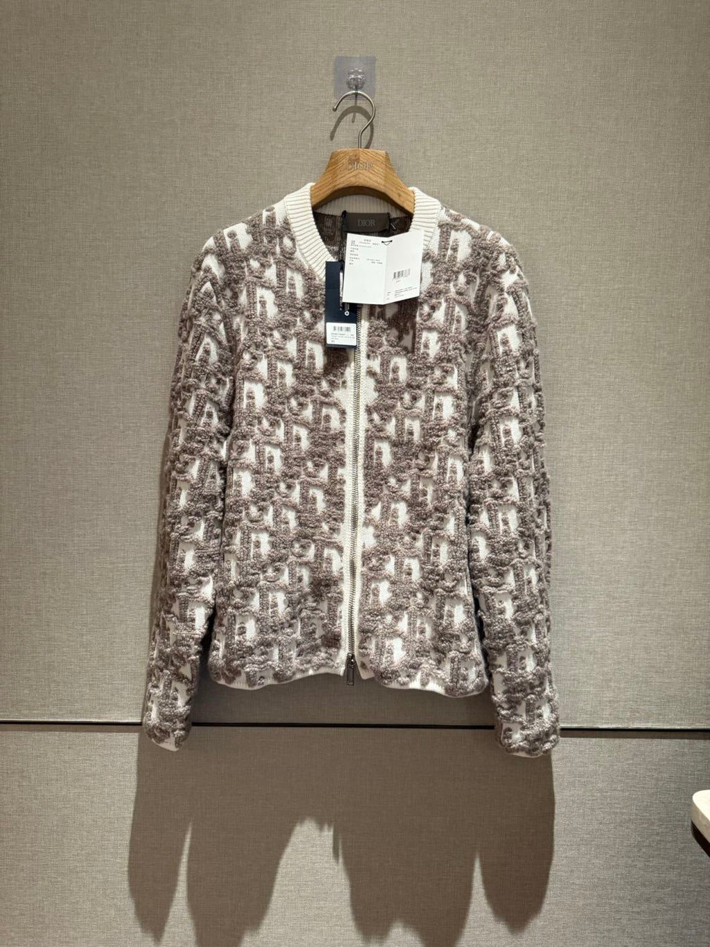 Dior Men's And Women's Spring/Summer Fashion Casual Round Neck Wool Knit Oblique Print Zipper Sweater #78325