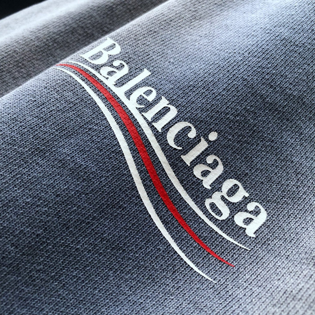 Balenciaga Men's Summer Logo Printed Elastic Waist Cotton Casual Loose Washed Gradient Political Campaign Shorts #71897