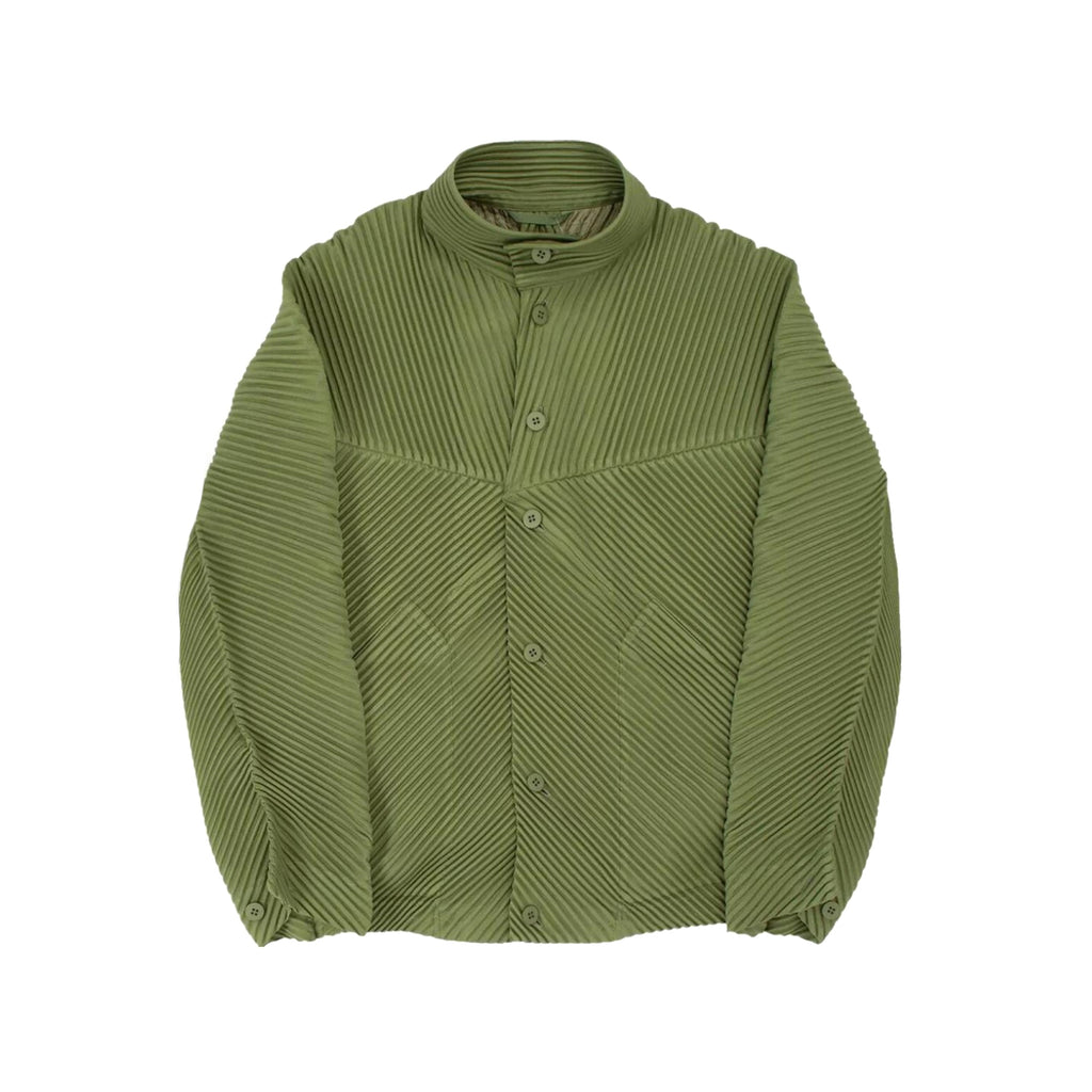Issey Miyake Men's And Women's Spring/Fall Fashion Casual Solid Color Single Button Long Sleeve Striped Stand Up Collar Pleated Jacket #78833