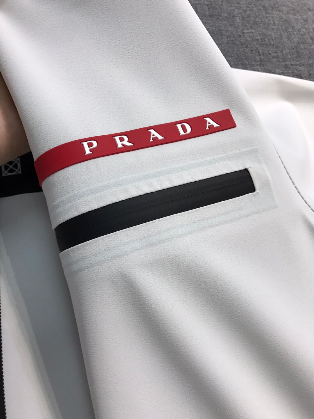Prada Men's Summer Solid Colour Lightweight Hooded Zip Short Sleeve Sports Jacket Casual Lace Up Shorts Suit Set #76941