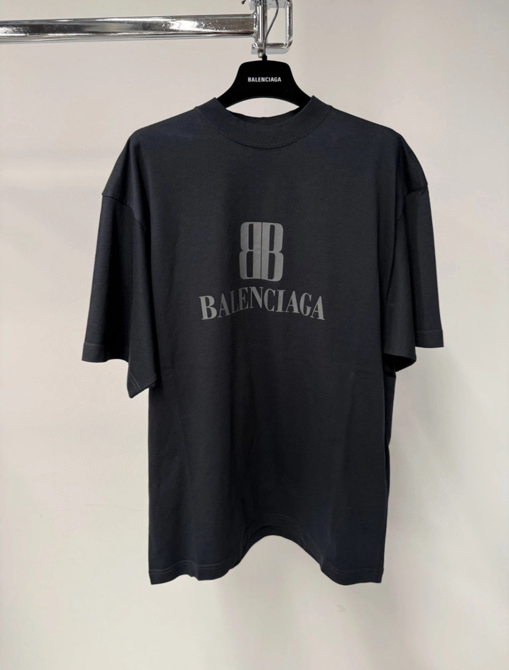 Balenciaga Men's Summer Solid Color Letter Print Round Neck Cotton Short Sleeve T-Shirt #77337